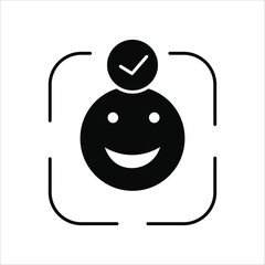 face recognition icons. simple solid vector illustration