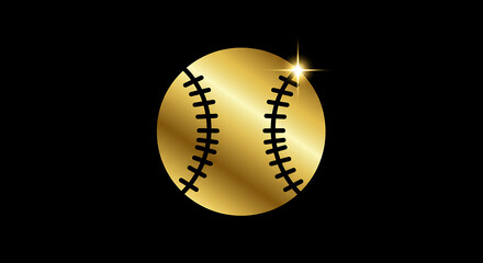 Golden Baseball A Luxurious Sport Icon for Design and Branding on a Black Background