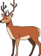 A digital illustration of a brown deer, rendered in a pixel art style