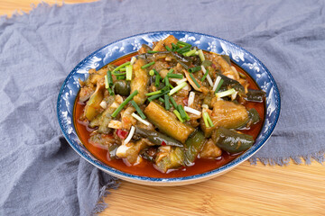 The stir-fried eggplant on the plate