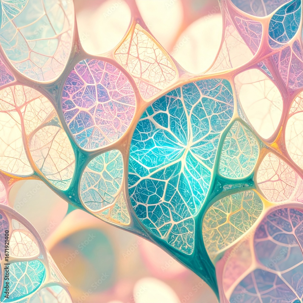 Poster colorful abstract organic cellular pattern with network structure on white background