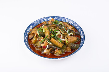 The stir-fried eggplant on the plate