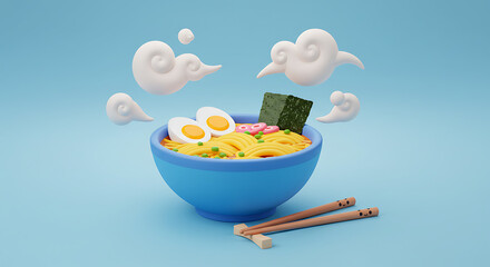 Delicious Ramen Noodles 3D Render A Bowl of Comfort