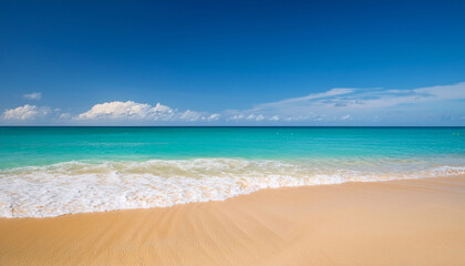 golden sand beach paradise turquoise waters peaceful crest meets clear blue sky showcasing natural beauty serene sand creating tranquil escape