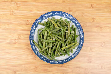 Stir-fried cowpeas on the plate