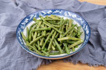 Stir-fried cowpeas on the plate