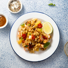 Thai rice with pineapple and shrimps