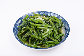 Garlic-mashed water spinach on the plate