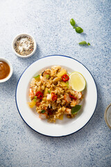 Thai rice with pineapple and shrimps