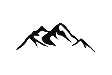 Black and white mountain icon. Mountain silhouette - vector icon. Rocky peaks.