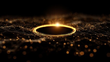 Abstract glowing network with circular pattern on dark background