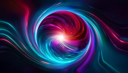 abstract swirling sphere glows vibrant teal purple red light ai generated