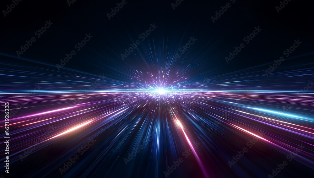 Poster abstract light speed motion in dark background