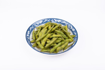The boiled edamame on the plate