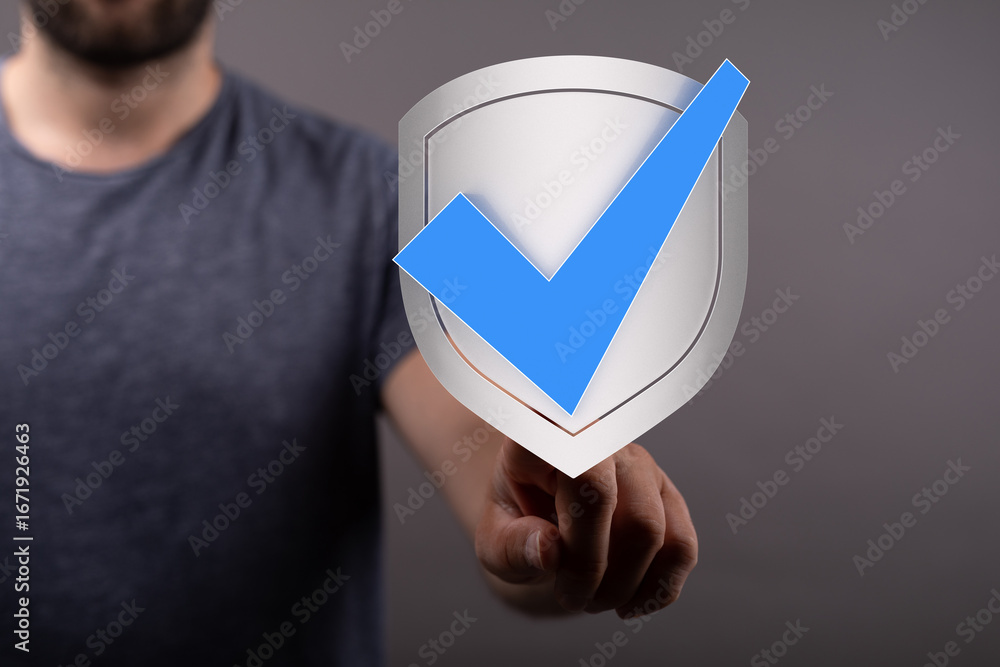 Poster image depicts a person activating a digital shield with a checkmark, symbolizing data protection and