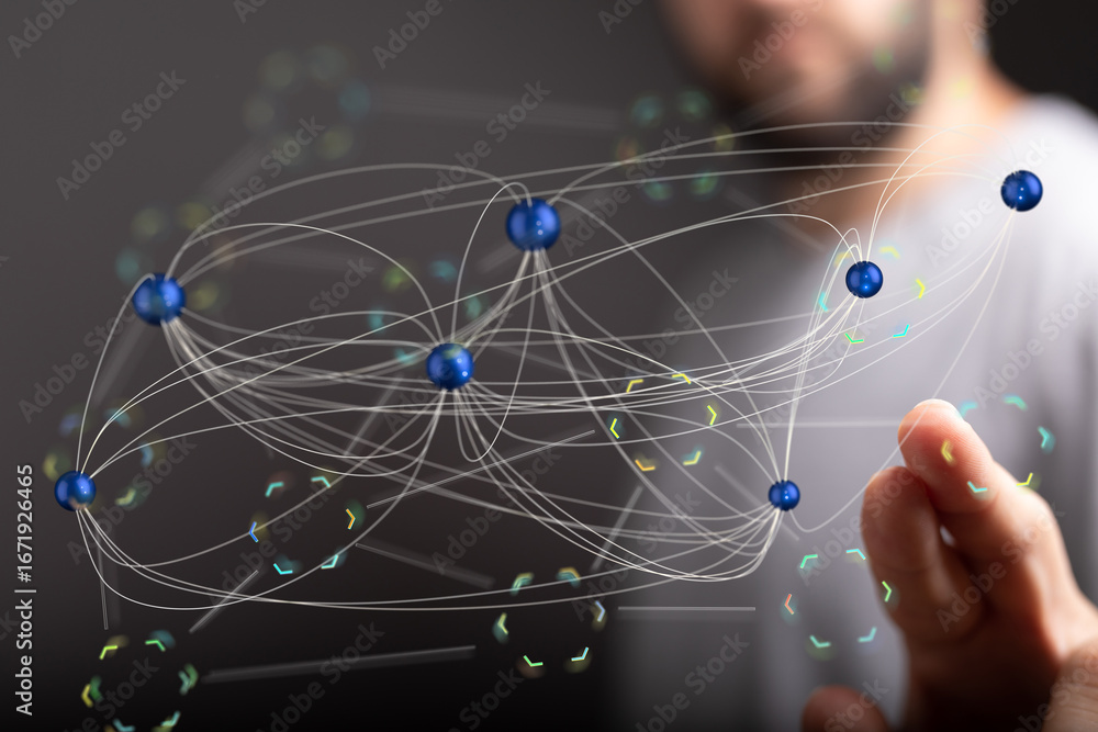 Poster abstract image depicting a complex network, ideal for technology, connectivity, and data concepts.