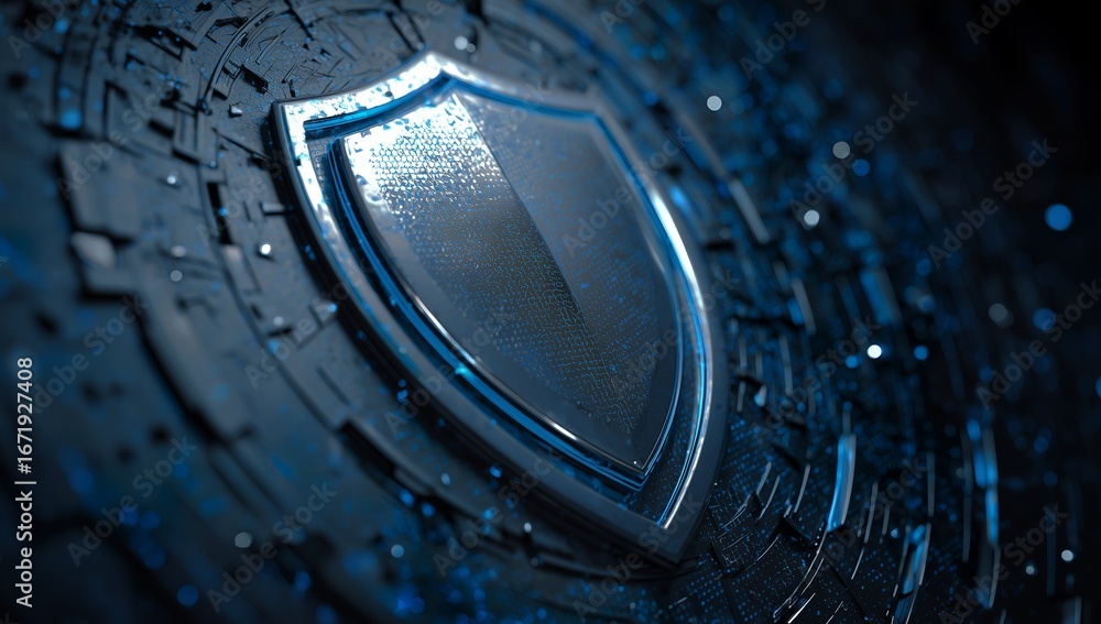 Aufkleber digital shield symbol on abstract background