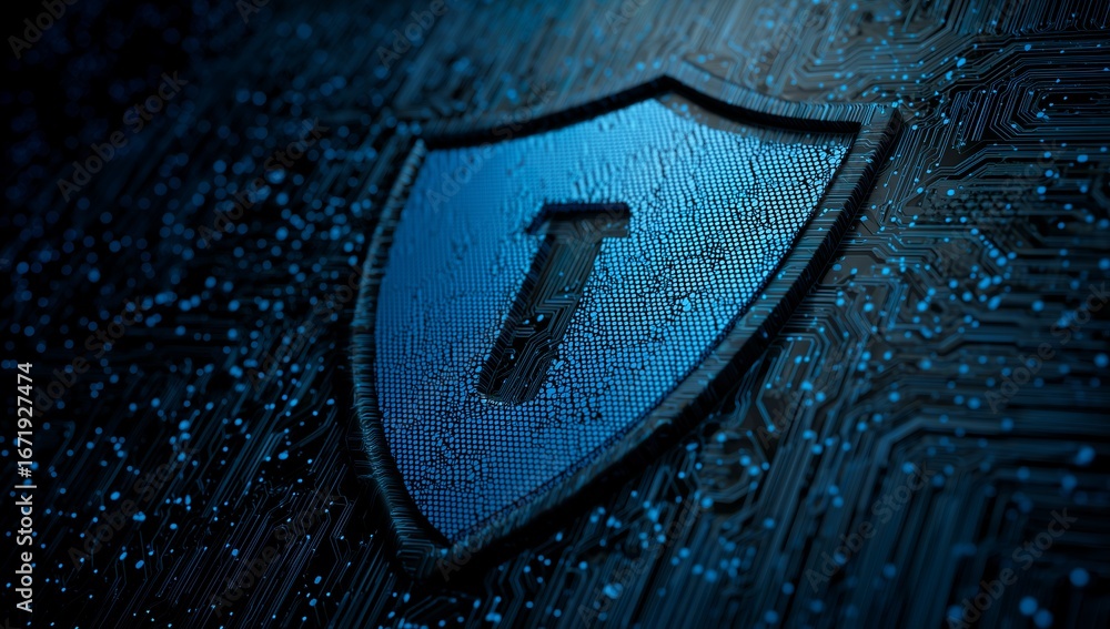 Aufkleber digital security shield with circuit background