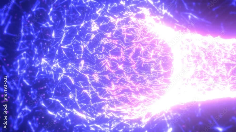 Aufkleber vibrant violet and blue light grid forming an abstract digital network of glowing triangular connect