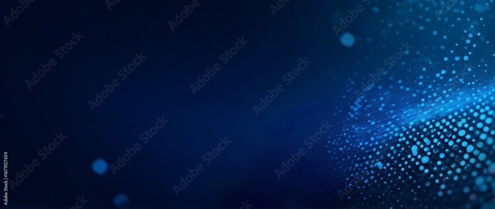 Poster abstract blue background with dots and lines