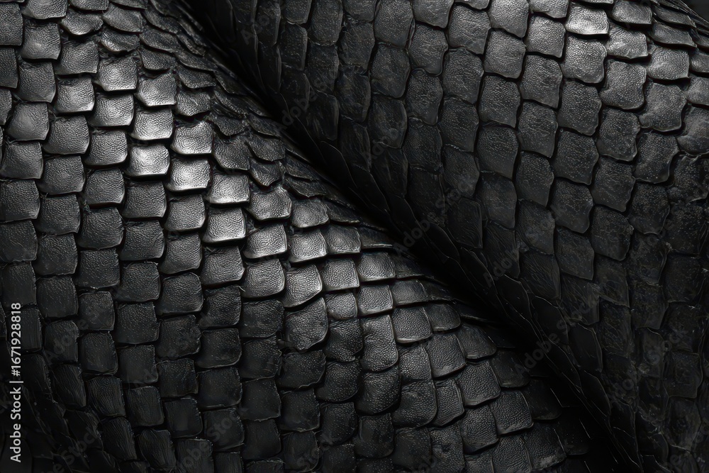 Poster detailed view of shiny black fish scales close up. ideal for backgrounds or adding texture to your d