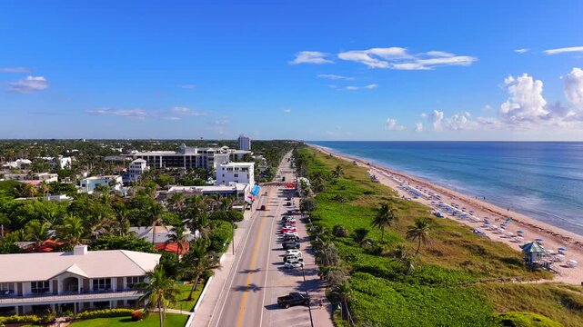 Aerial pull out shot Delray Beach Florida