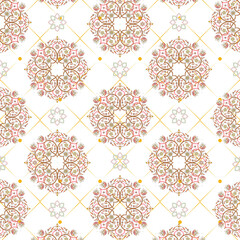 Arabesque pattern background autumn brown pink orange