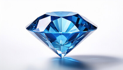 a blue diamond is sitting on a white background