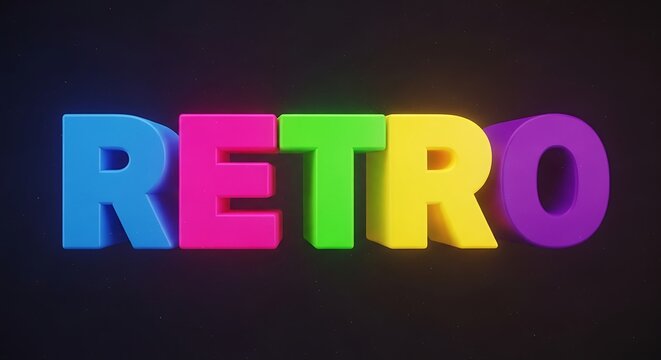 3d retro text with vibrant neon colors