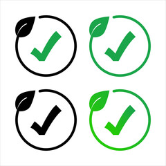 Leaf check mark circle set. © somaye