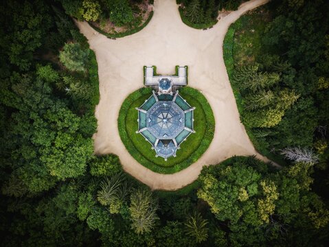 Schwarzenberg tomb Doman&iacute;n &ndash; aerial drone top view 