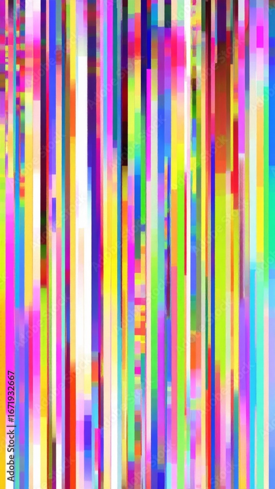 Aufkleber bright vertical lines and geometric pixel pattern in an abstract glitch background