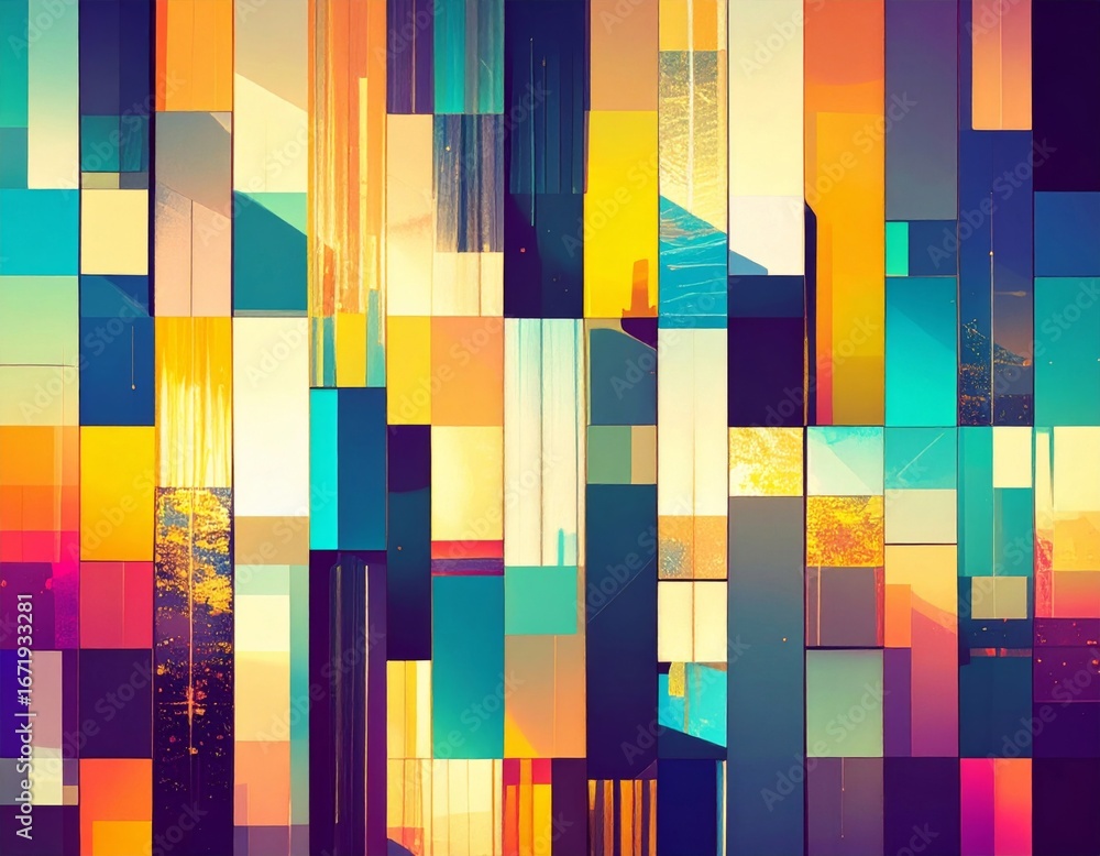 Aufkleber abstract rectangular pattern with vibrant colors in a modern geometric design background