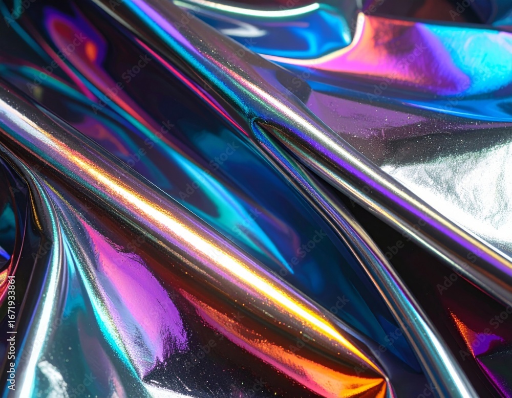 Aufkleber iridescent holographic texture with rainbow spectrum reflection and smooth shiny chrome surface