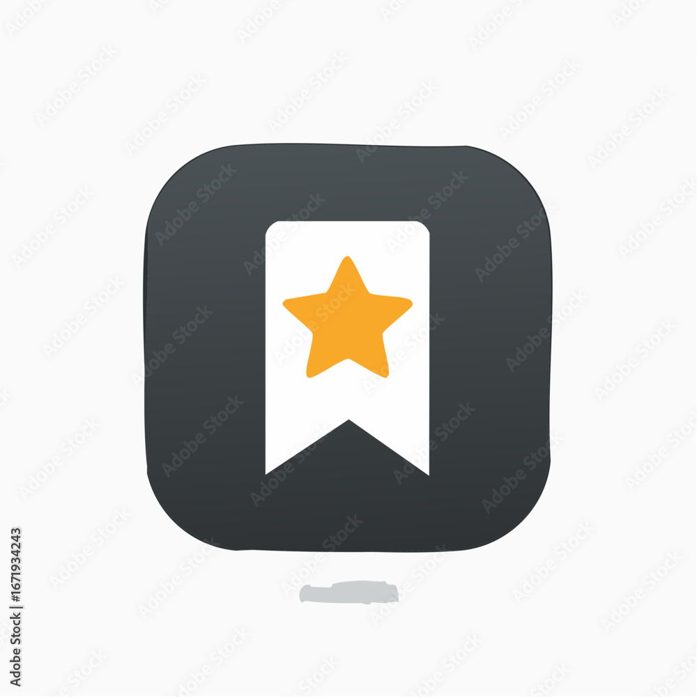 Poster clean design bookmark icon with yellow star for app interface or website navigation