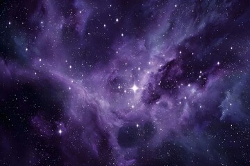 Fototapeta premium Deep purple nebula with stars and cosmic dust.
