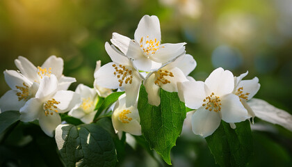 Fototapeta premium summer jasmine blossoms on bush
