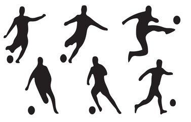 An isolated black silhouette of playing football icon 
