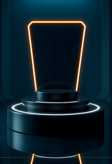 
Futuristic Podium with Neon Light Accents