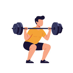 Person Squatting with Barbell Weight Training Indoors