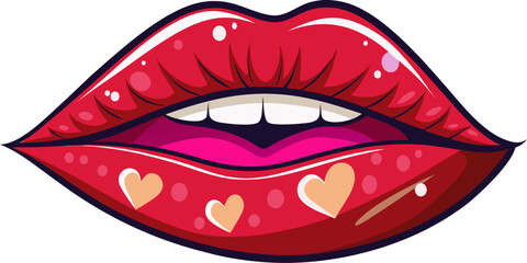 A pair of red lips with a small heart on them
The shine on her red lips seemed to radiate a loving charm.