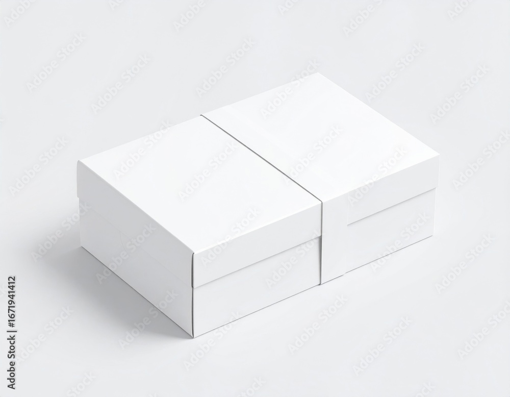Poster white rectangular box on a white surface with shadow simple product packaging
