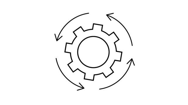 Simple gear icon  Animation with cyclical arrows depicting continuous process.