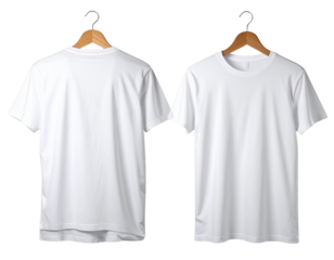 White Men’s T-Shirt Hanging on Invisible Hanger, Front and Back Display, isolated on transparent background