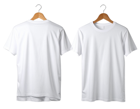 White Men’s T-Shirt Hanging on Invisible Hanger, Front and Back Display, isolated on transparent background - Powered by Adobe