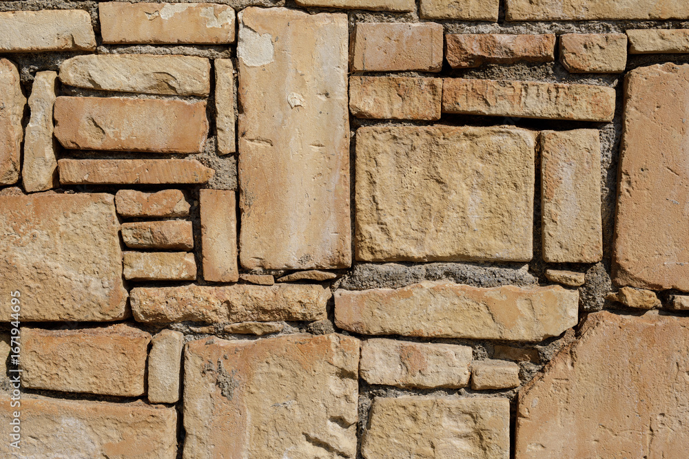 Poster high-resolution image of a rustic brown stone wall, perfect for backgrounds and textures. ideal for 