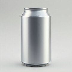 Isolated aluminum beverage container against a neutral background in a studio setting view from front