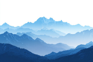 Obraz premium Blue mountain range landscape serene nature scene distant peaks forest trees hazy sky