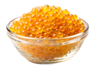 Golden Yellow Fish Roe isolated on white background ,PNG. AI Generated.