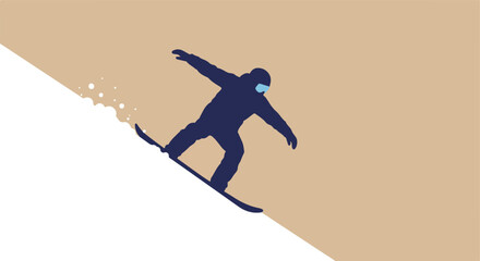 Naklejka premium Snowboarder carving fresh powder on slopes
